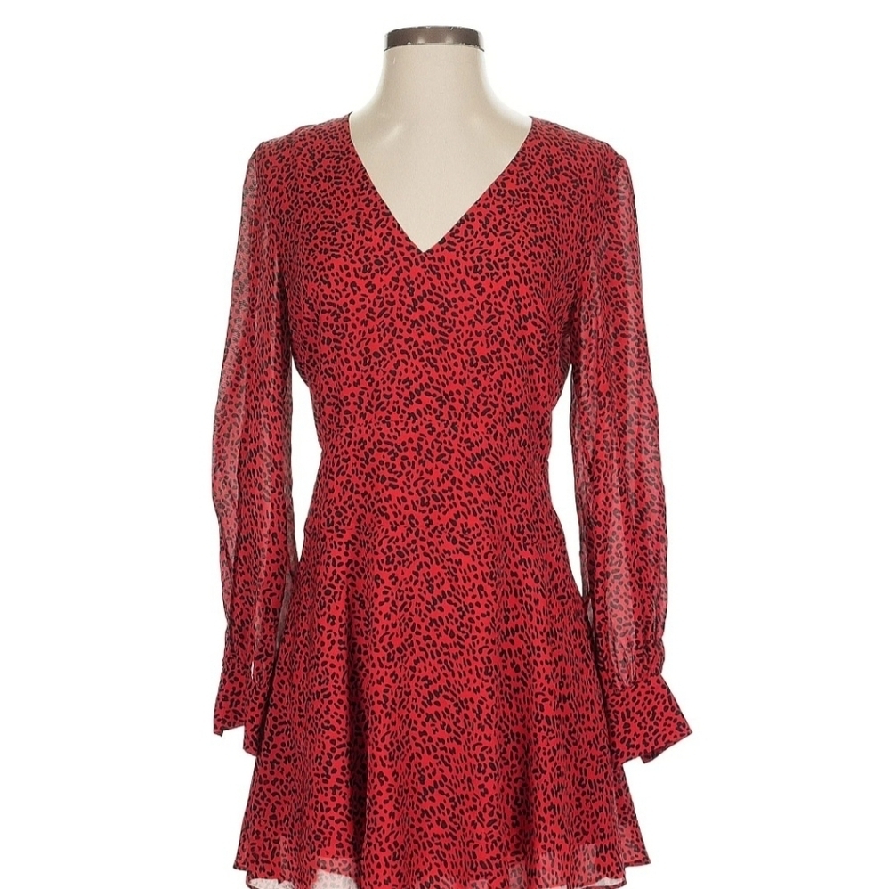 Alice + Olivia Polly Leopard Print Fit and Flare Dress Size 4